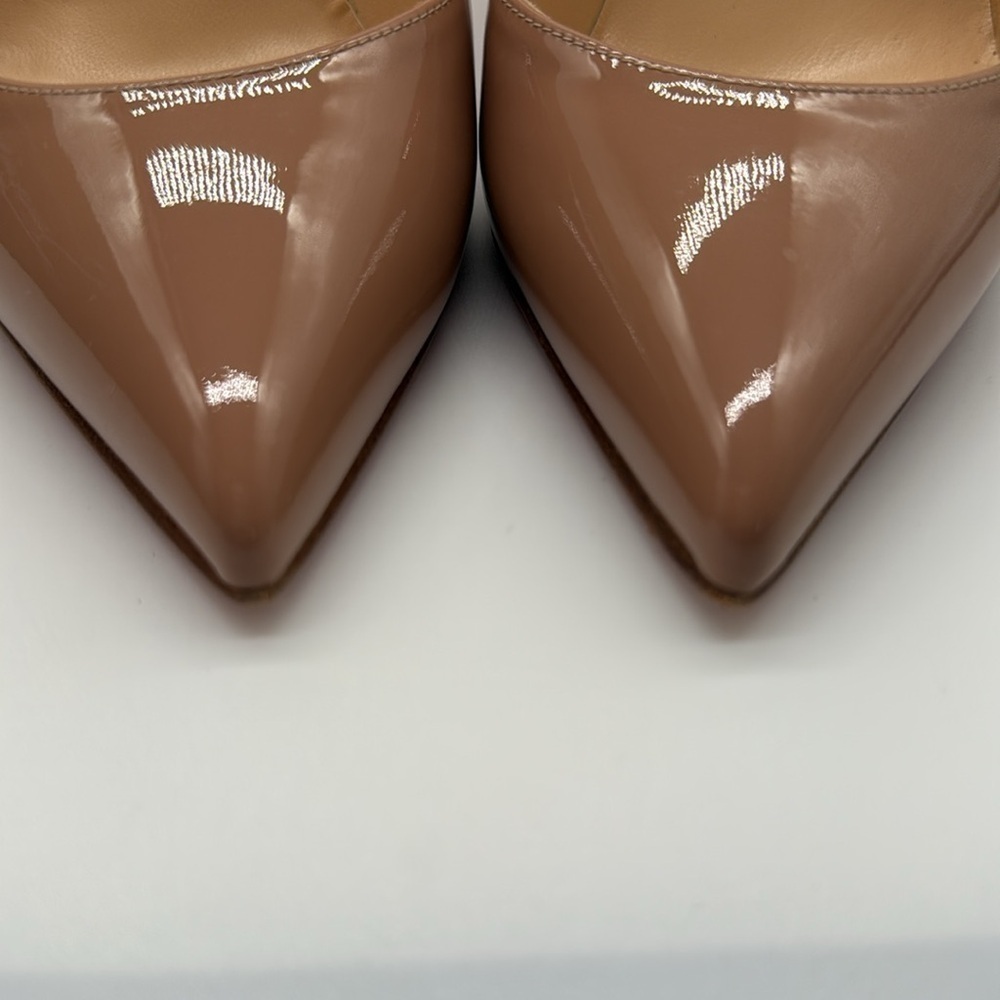 Louboutin Pigalle Follies Leather 100mm Red Sole Pumps Heels Nude Patent Size 39 - Picture 8 of 10